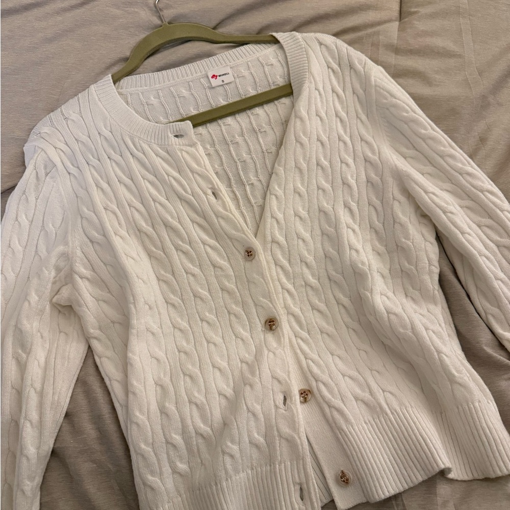 White Cable Knit Cardigan